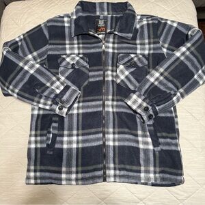 Plaid Zip-Up Jacket Faux fur